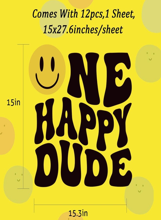 SANDOO One Happy Dude Decal - 1st Birthday Peel & Stick Decorations - Boy Smileface Stickers for Party Balloon Arch, Baby Shower Decor - Image 2